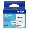 Brother BTAG131 Non-Laminated Tape Black on Clear - 12 mm wide x 4 m long for P-touch Label Makers