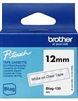 Brother BTAG135 Non-Laminated Tape White on Clear - 12 mm wide x 4 m long for P-touch Label Makers