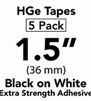 Brother HGES2615PK Black on White High Grade Tape 36mm x 8m (1" x 26'2") Pack of 5