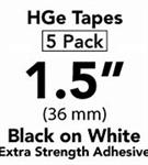 Brother HGES2615PK Black on White High Grade Tape 36mm x 8m (1" x 26'2") Pack of 5