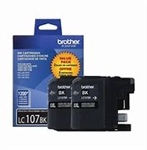 Brother LC107BK ( LC-107BK ) OEM Black High Yield Inkjet Cartridge (Pack of 2)