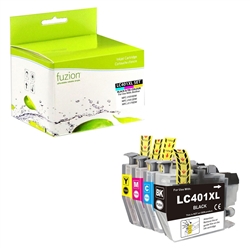 Brother LC401XL Compatible Combo Pack includes Black, Cyan, Magenta and Yellow