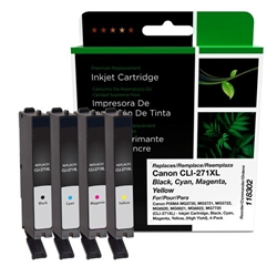 Clover Imaging 118302 ( Canon CLI271XL ) ( CLI-271XL ) Remanufactured Black, Cyan, Magenta and Yellow InkJet Cartridges Multipack